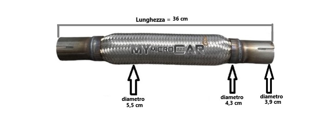 FLESSIBILE TUBO SCARICO - (36 cm) - LIGIER - MICROCAR - ITALCAR - CASALINI